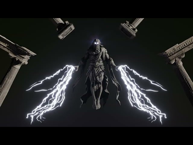Vj Loop - zeus-statue-holding-animated-lightning-among-ancie