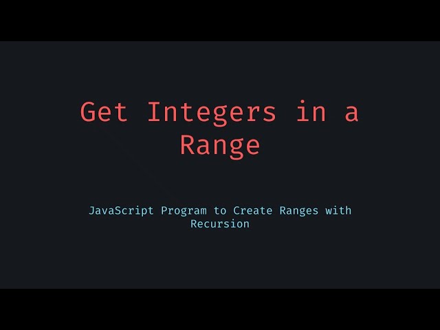 Generate a Range of Numbers Recursively in JavaScript