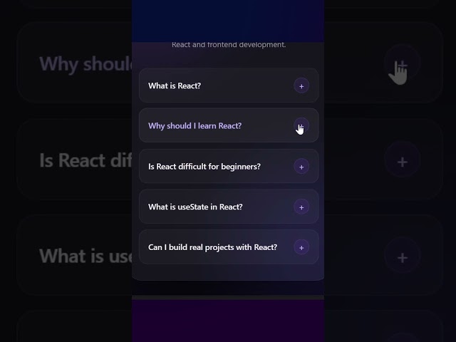 The Answer Is Hidden… 🤫 Click to Reveal! | React FAQ Accordion #shorts