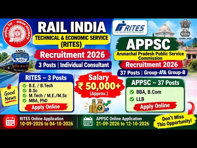 Rites limited / APPSC Recruitment 2026 🚨|| Application Process All Details Online 👇|| Apply Now Fast