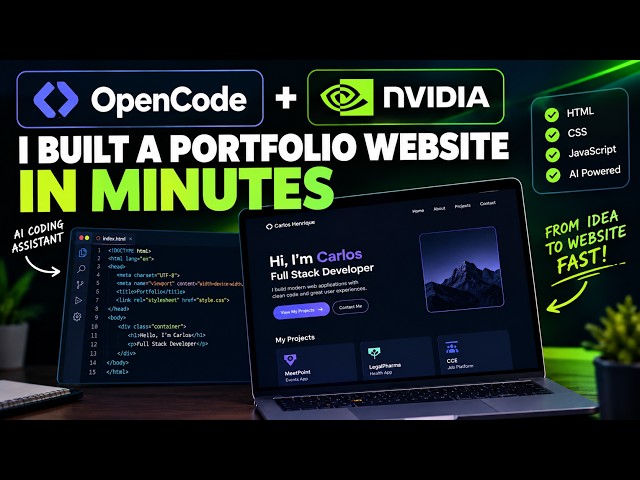 I Built a Portfolio Website in Minutes with OpenCode + NVIDIA AI