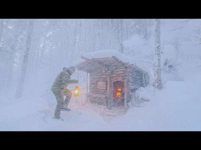 I Survived a Winter Snowstorm in a Warm Cabin | This Shelter Saved me from Blizzard