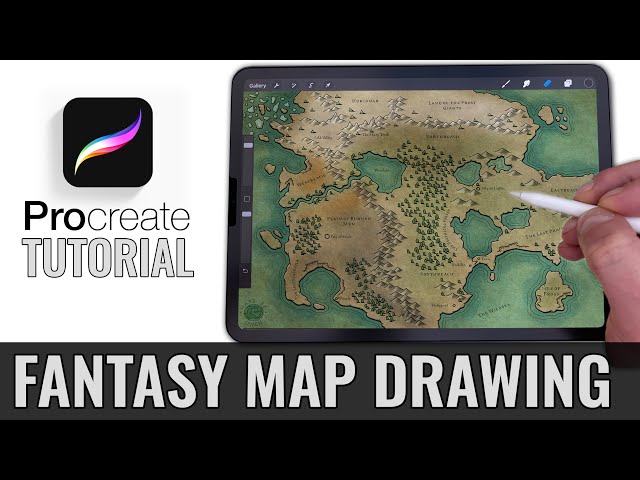 Procreate Fantasy Map Tutorial - draw a D&D campaign map on iPad (FREE BRUSHES!)