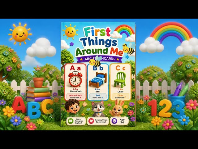 My First Things Around Me ABC Flashcards 🏠 | A-Z Everyday Objects for Kids