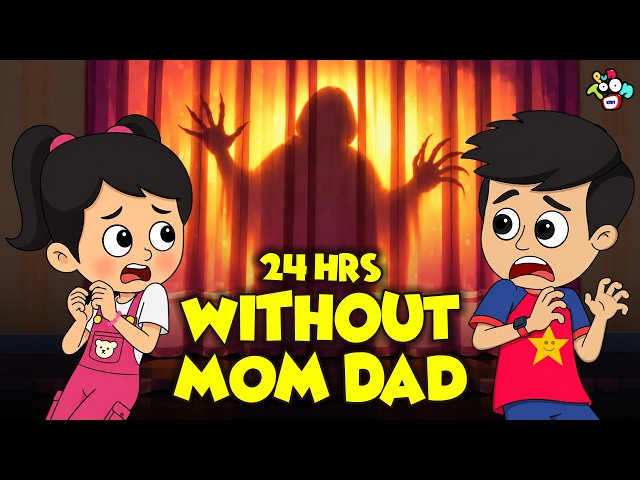24Hrs Without Mom Dad | 24 Hours Challenge | Hindi Cartoon | Funny Stories | Puntoon Kids Hindi