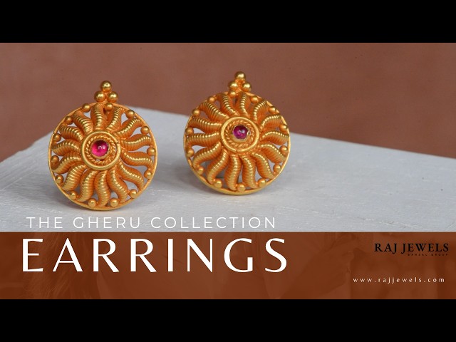 22K Gold Gheru Earrings Collection at Raj Jewels