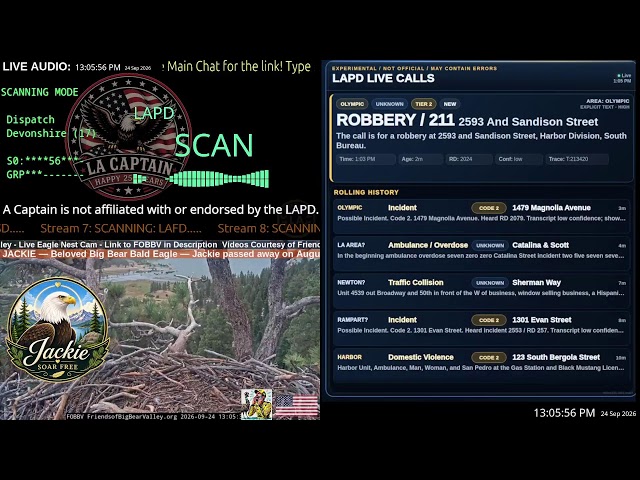 *LIVE* Los Angeles Police Scanner Audio LAPD Police LAFD Fire // 23-SEP-2026 // LA Captain