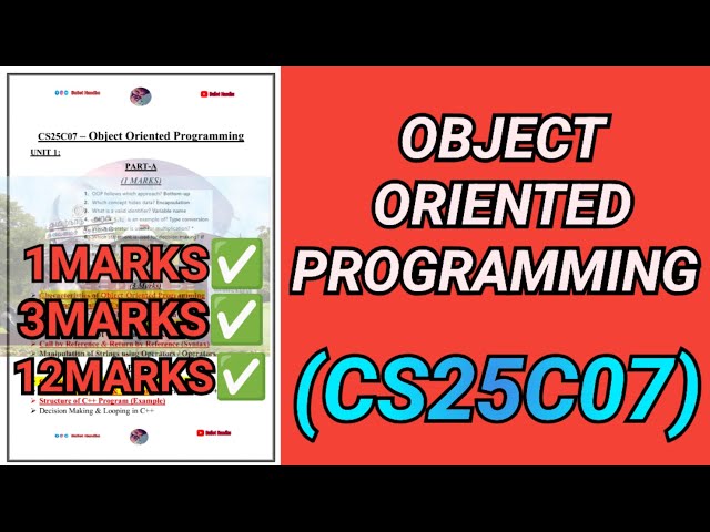 Object Oriented Programming- CS25C07| OOP | CSE |CS25C07 | Object Oriented| Programming| C++#cs25c07