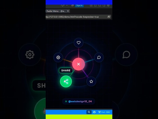 Epic Radial Menu using HTML CSS JS 🤯 #webdevelopment