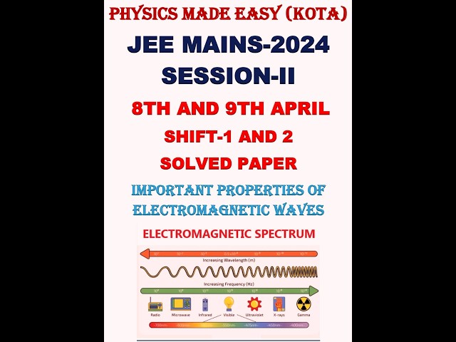 Jee mains 2024 session II; 8th & 9th april shift-1 & 2 solved; properties of electromagnetic waves;