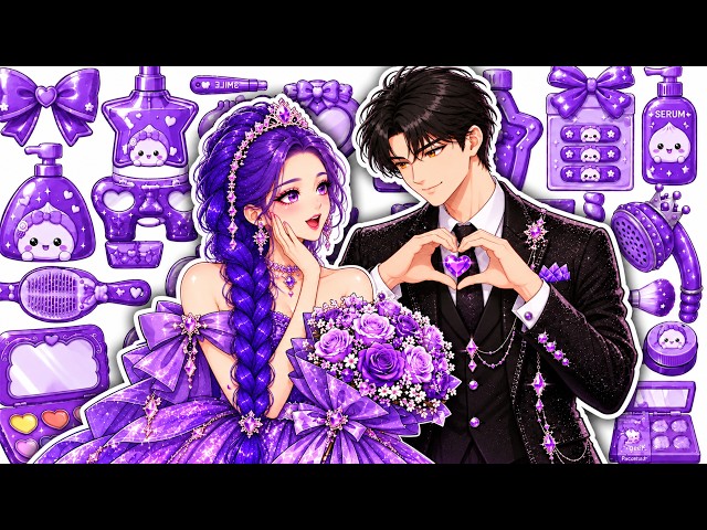 Purple Rumi Princess Glow Up Skincare + Makeup💄 Couple Rumi x Jinu Ultimate Glow Up!
