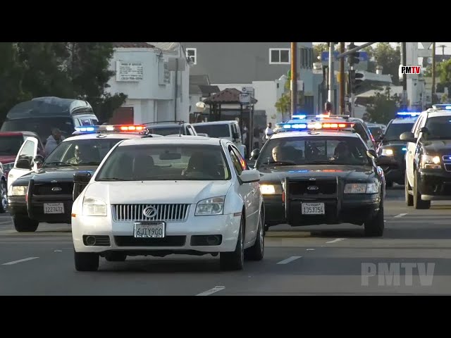 LASD Pursuit With Large Crowd Chasing Behind With Cellphones | South LA