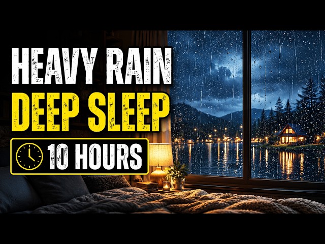 10 Hours of Heavy Rain Sounds for Deep Sleep | Relaxing Rain on Window | Cozy Night Ambience