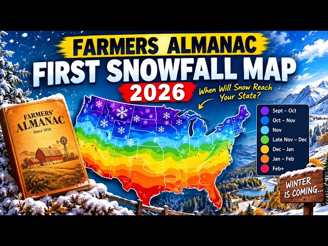 Farmers Almanac First Snowfall Map 2026 ❄️ When Will Snow Reach Your State? #FarmersAlmanac #usa