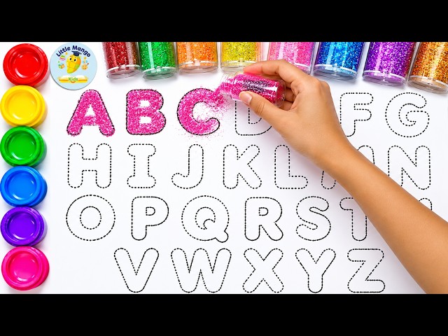 A to Z Alphabet Coloring with Glitter 🌈 | ABCD सीखें | English Alphabet for Kids | Kids Learning