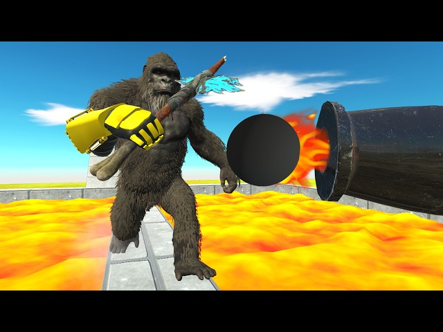 CANNON KNOCKS MONSTERS INTO LAVA #2 - Animal Revolt Battle Simulator