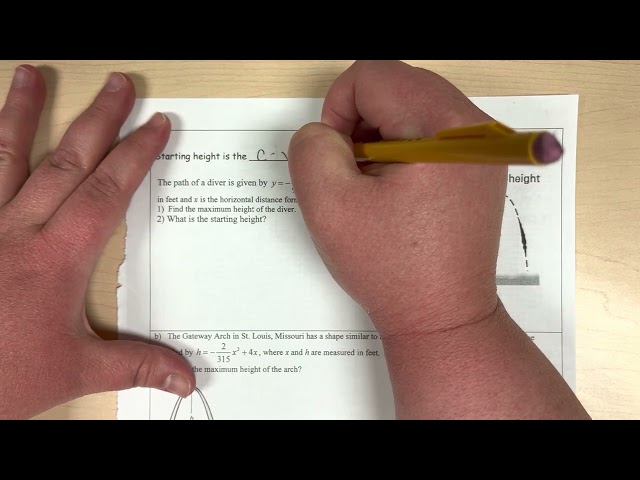 Maximum Height - Quadratic Applications