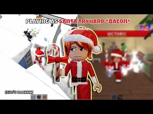 PLAYING MM2 AS A *SANTA* TRYHARD *BACON* (Murder Mystery 2)