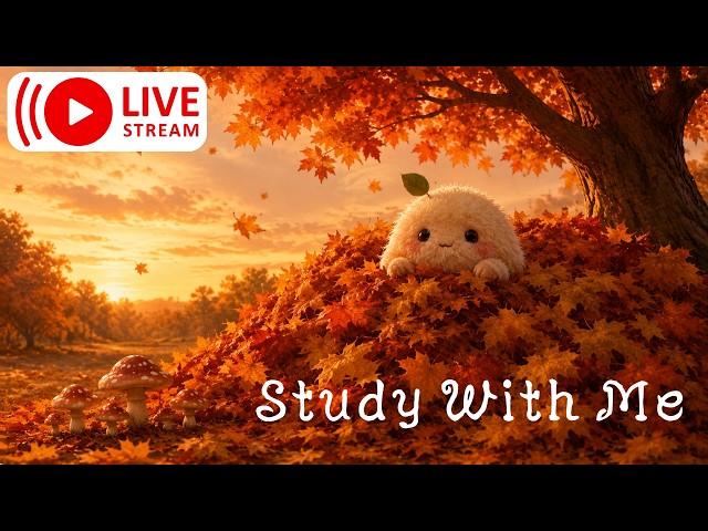 🔴【24/7 LIVE】Puffi's Cozy Leaf Pile 🍂 | Study With Me - Celtic Ambient for Deep Work