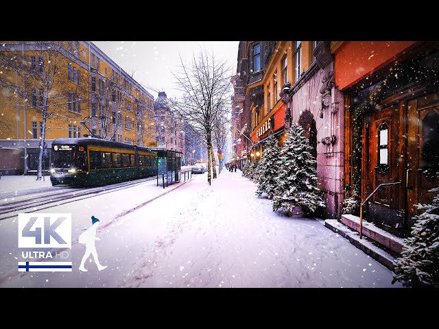 First Walk of 2025 ❄️ Snowfall on New Year's Morning, Helsinki Finland - Slow TV 4K