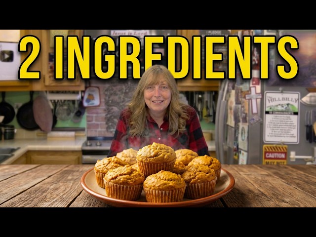 How to Make the Easiest 2 Ingredient Pumpkin Muffins - The Hillbilly Kitchen #recipe #baking #autumn