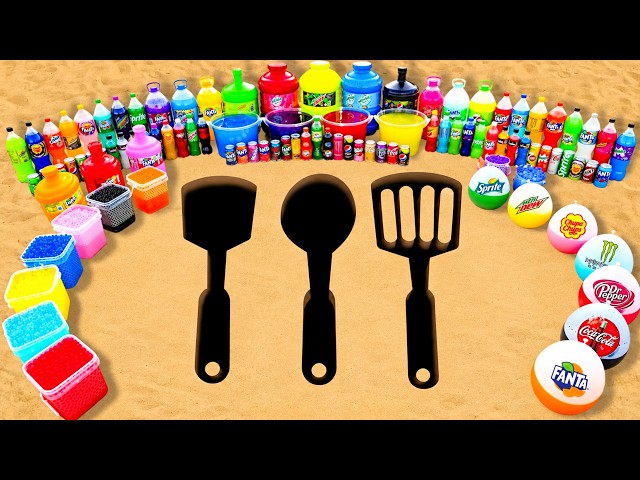 EXPERIMENT: Spatula vs Spoon vs Fork pits Eruption from Rainbow Balloons Fanta, Coca Cola and Mentos