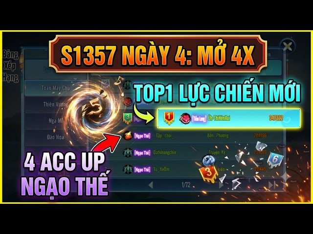 VLTKM S1357 Day 4 unlocks level 4X - New Combat Power TOP 1 and 4 Ngao The accounts found