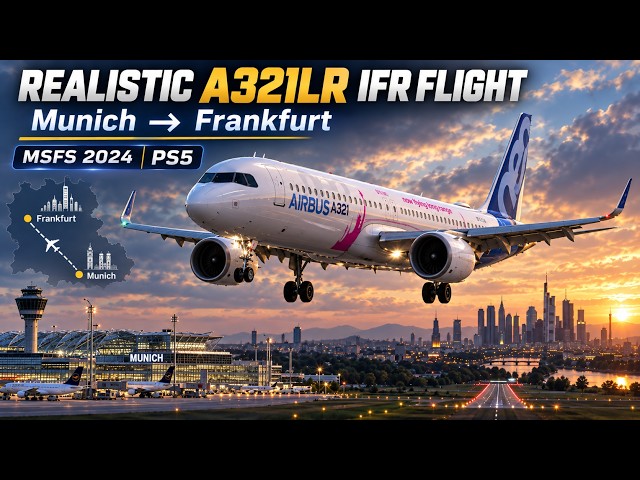 REALISTIC A321LR IFR Flight | Munich → Frankfurt | MSFS 2024 PS5