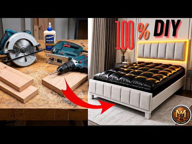 Making a luxury bed with the lowest cost and the simplest tools! 🛏️From cutting to finishing touches