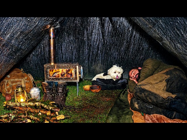 Under a Plastic Shelter in Rain & Fog with My Dog