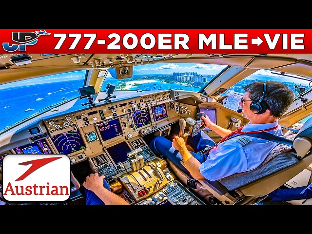 Austrian 777-200ER Cockpit Malé🇲🇻 to Vienna🇦🇹