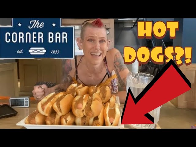 CORNER BAR HOT DOG CHALLENGE | THATS A LOT OF DOGS |  MOM VS FOOD