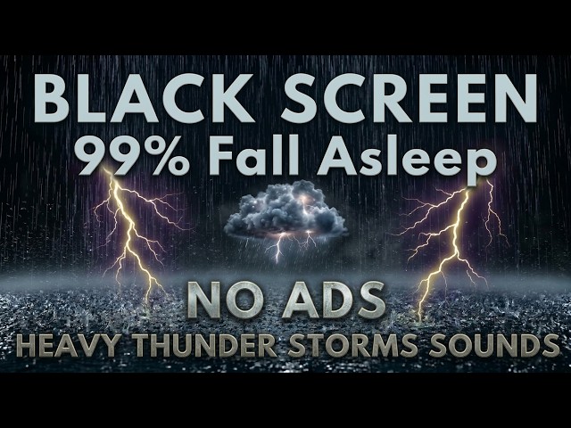 🔴 Heavy Rain and Thunder Sounds for Sleeping - Black Screen | Perfect Thunderstorm for Rest, Live
