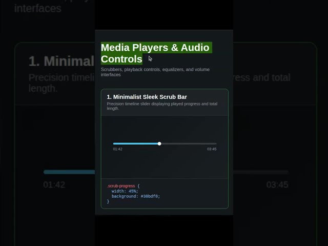 10 Music Player UI Concepts Built in CSS #shorts  #coding #htmlcss #design