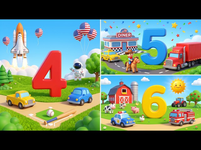 Numbers 1–10 Song for Kids 🔢 | Learn to Count with Colors & Cars! Tiny Stars Cartoons