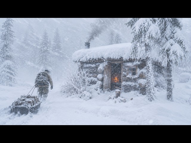 Hiding in a Wooden House During a Snowstorm | This Shelter Saved Me from Blizzard