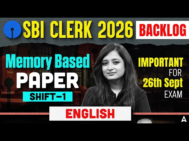 SBI Clerk 2026 Backlog Exam English Analysis 🚀 | Memory Based Questions | Shift 1 | Kinjal Ma’am
