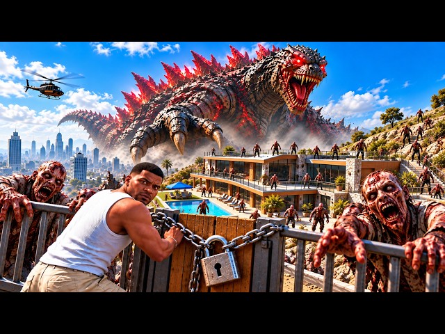 GTA 5 Zombie Apocalypse 😱 Franklin Helps Godzilla Kill Zombie Godzilla | Telugu