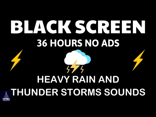 🔴 Heavy Rain and Thunder Sounds for Sleeping - Black Screen | Heavy Storm for Instant Sleep