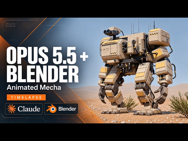 Opus 5.5 + Blender MCP – Creating & Animating a Detailed Mecha | 3D Timelapse