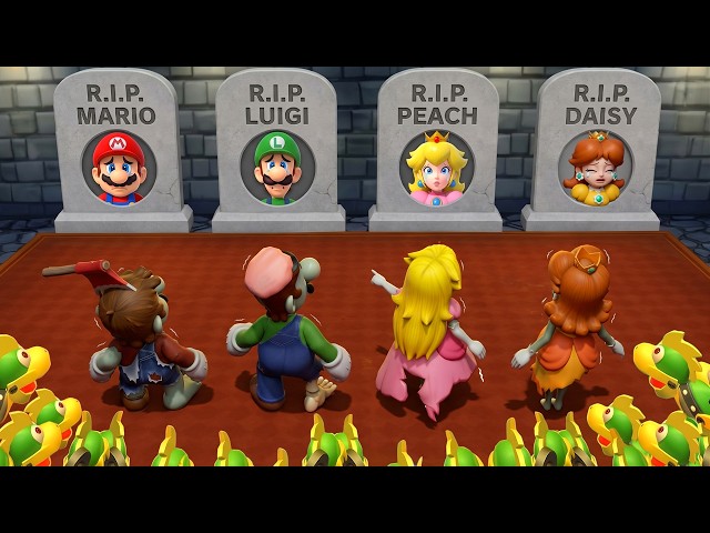 Mario Party Series – Zombie Minigame Battle | Mario Vs Luigi Vs Peach Vs Daisy 4K UHD