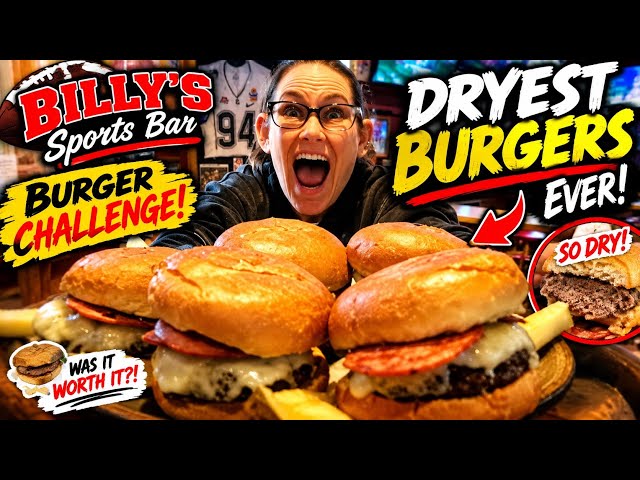 WE TRIED THE BURGER CHALLENGE AT BILLY SPORTS BAR. THIS WAS THE DRIEST BURGER CHALLENGE WE EVER HAD.