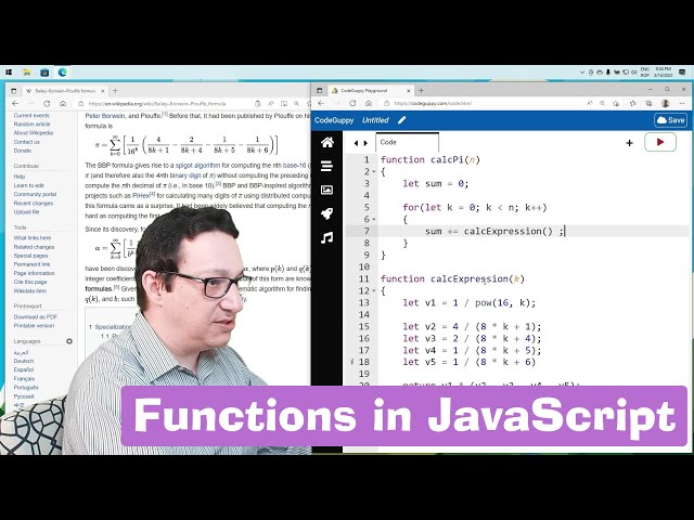 JavaScript tutorial 10/24: Functions and scope of variables | Pi day projects | Coding for beginners