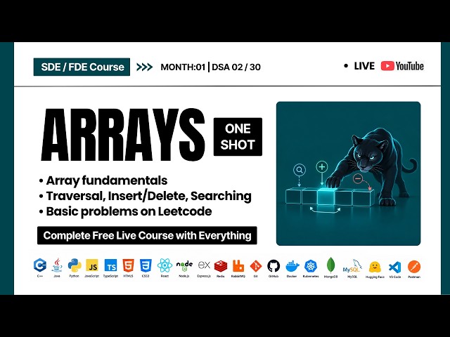 Array DSA One Shot | All Concepts, Traversal, Search, Insert | 4-Month FDE/SDE Free Course | Ep. 02