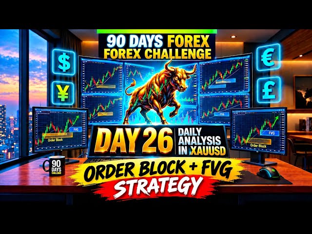 DAY 26 | Forex XAUUSD Daily Analysis 🔥 | Order Block + FVG Strategy | 90 Days Forex Challenge