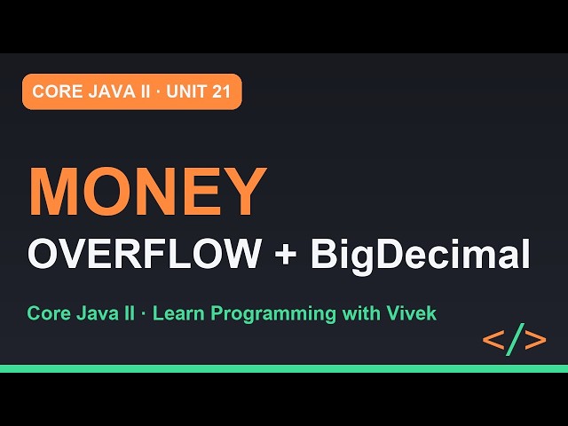 Core Java II: Money, Overflow and the Bill That Was Wrong | Unit 21