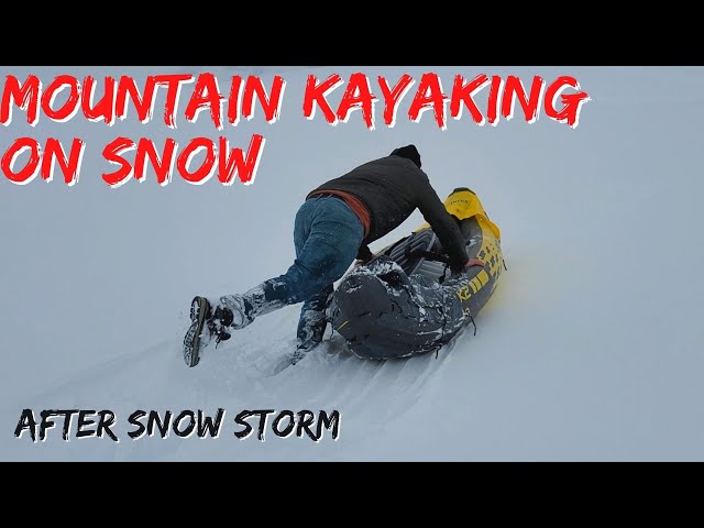 Kayak VS Snow - Straight down with the Kayak on Snow - Winter Kayaking!