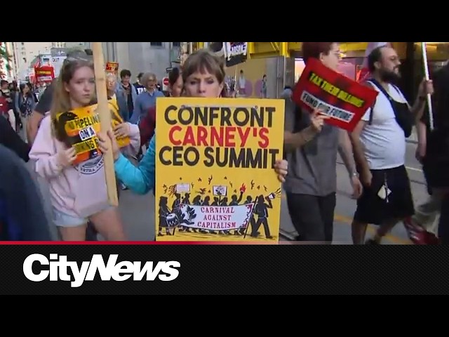 Protest targets Canada investment summit in downtown Toronto