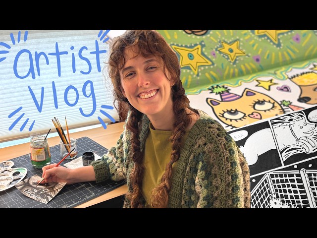 cozy art vlog | drawing, painting, making comics