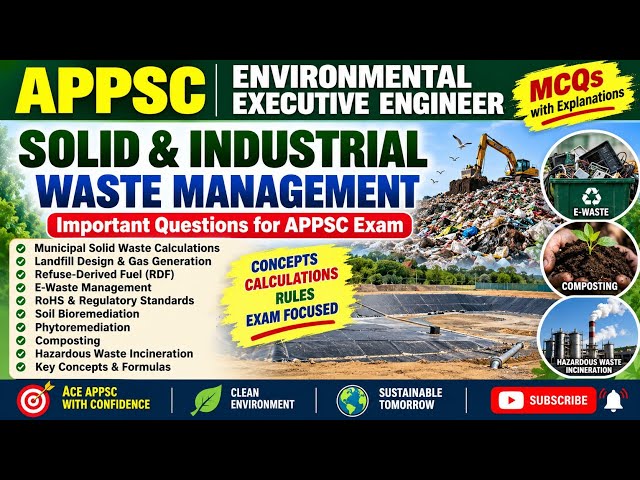 Solid & Industrial Waste Management for APPSC EE | Full Chapter MCQs & Practical Calculations